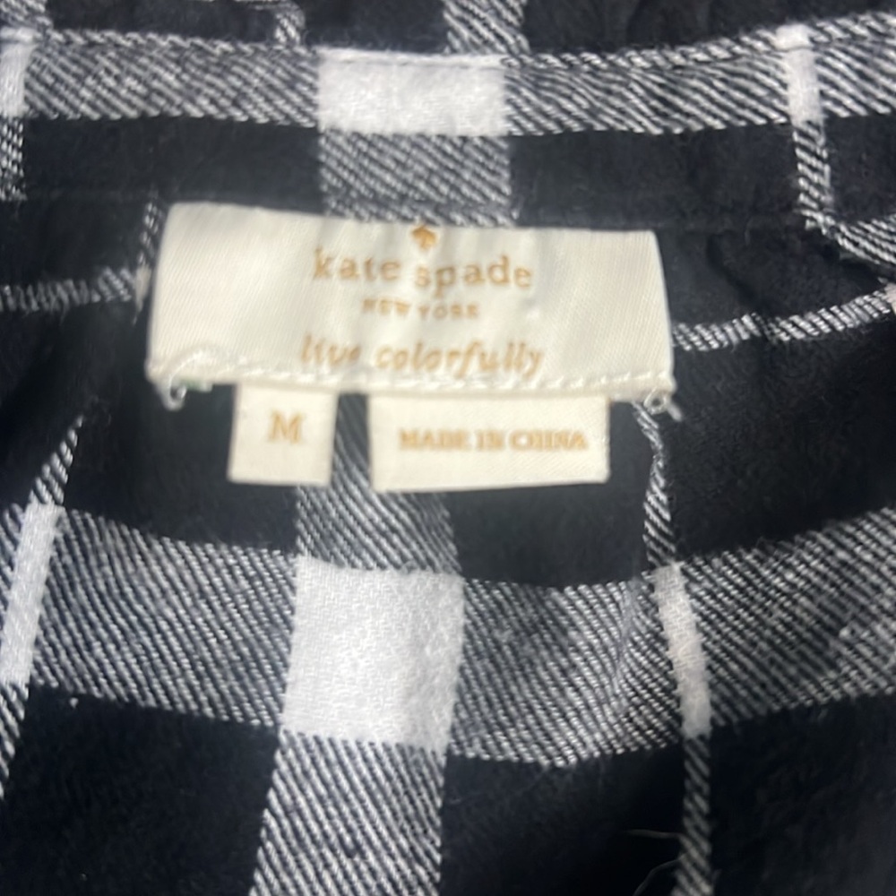 Kate Spade, New York black and white checkered long sleeve shirt, size medium - Picture 13 of 14